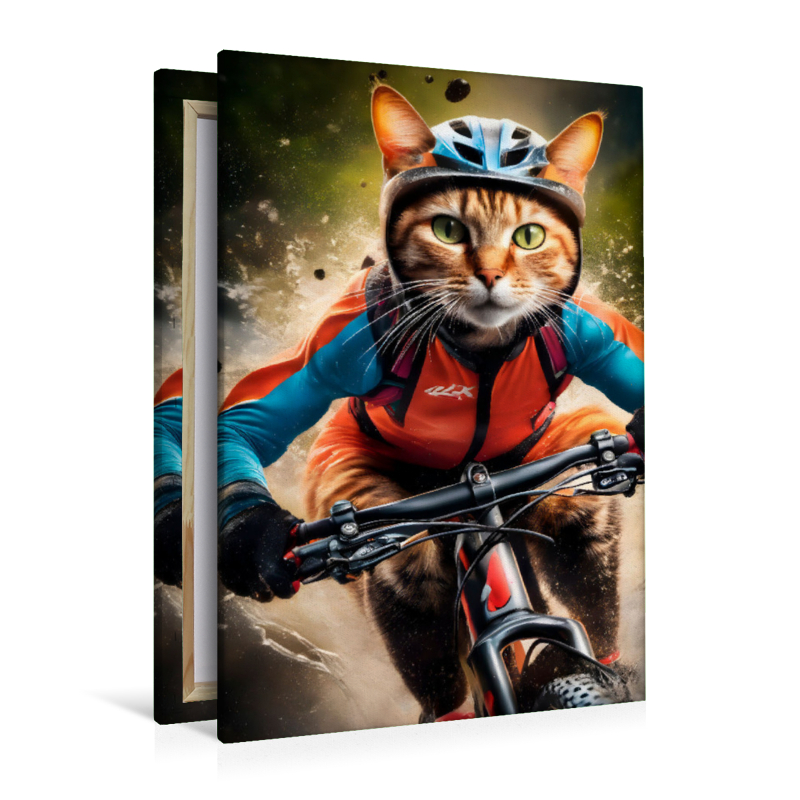 Katze beim Outdoorsport – Mountainbiken