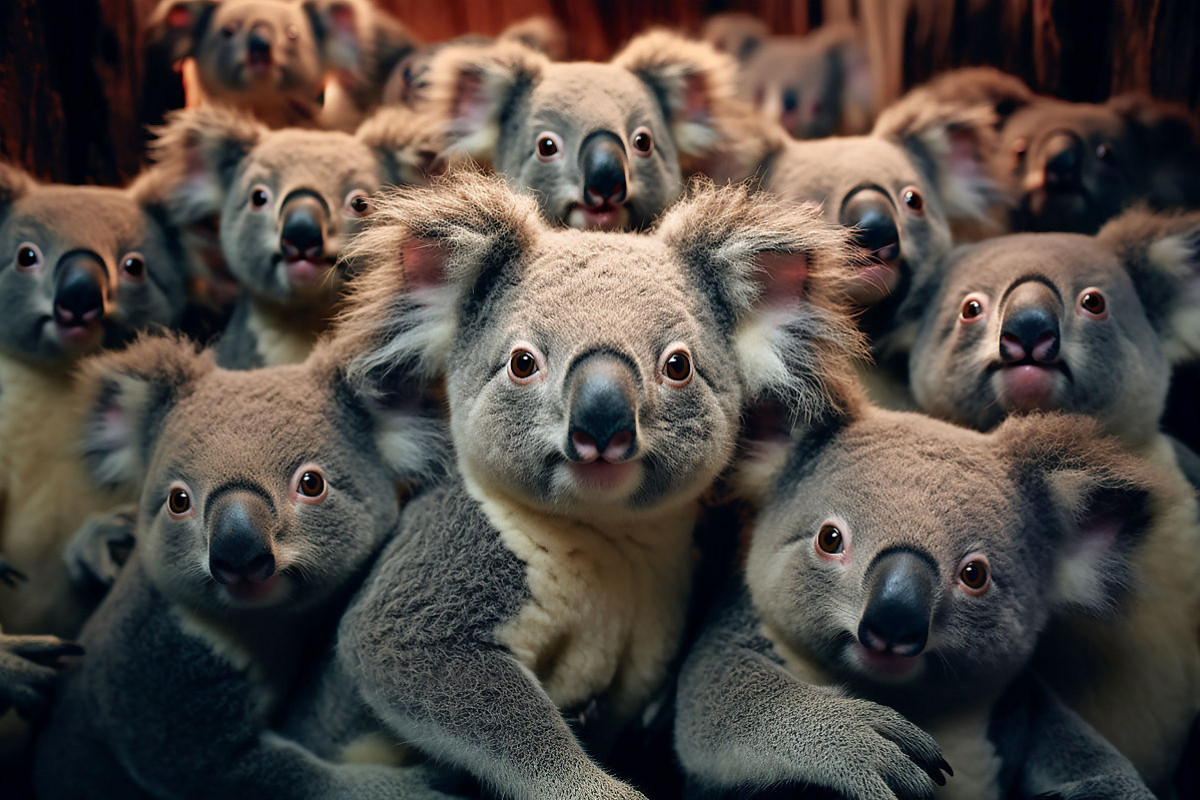 Viele Koalas auf einem Bild