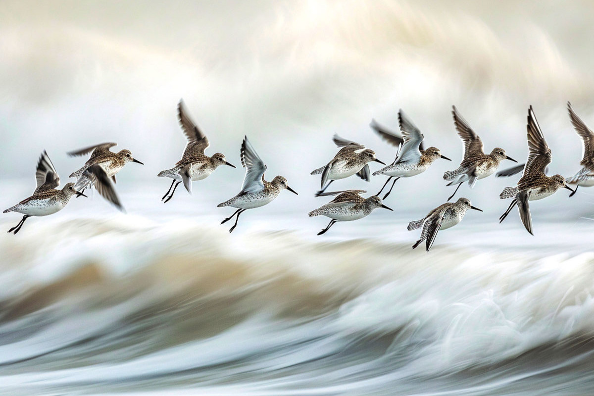 Strandläufer, Flug in die Brandung