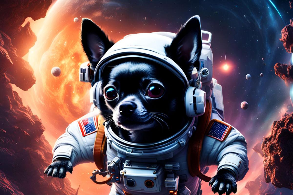 Chihuahua Raumfahrer im Universum