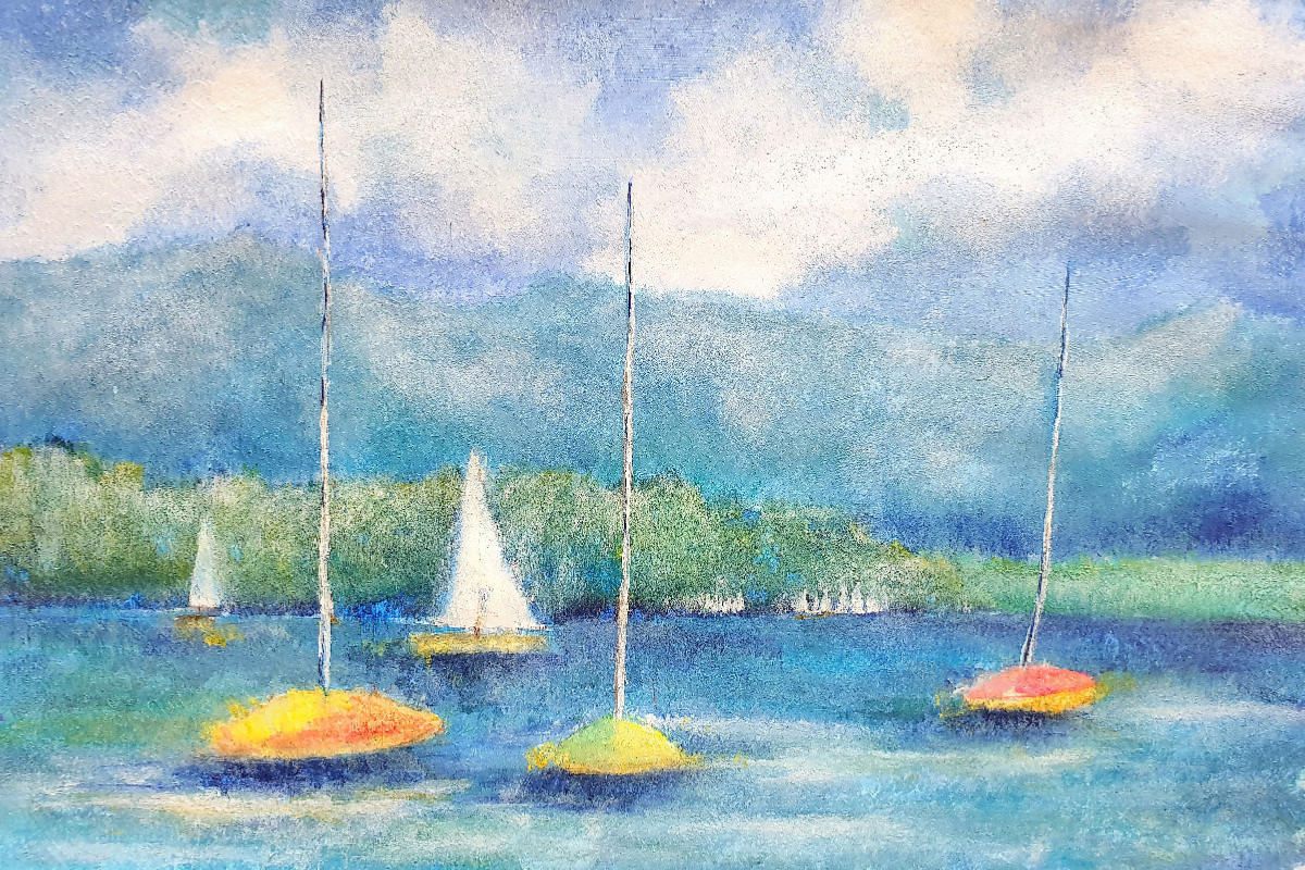 Starnberger See gemalt mit Gouache