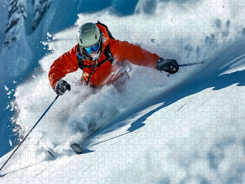 Skifahren durch den Tiefschnee