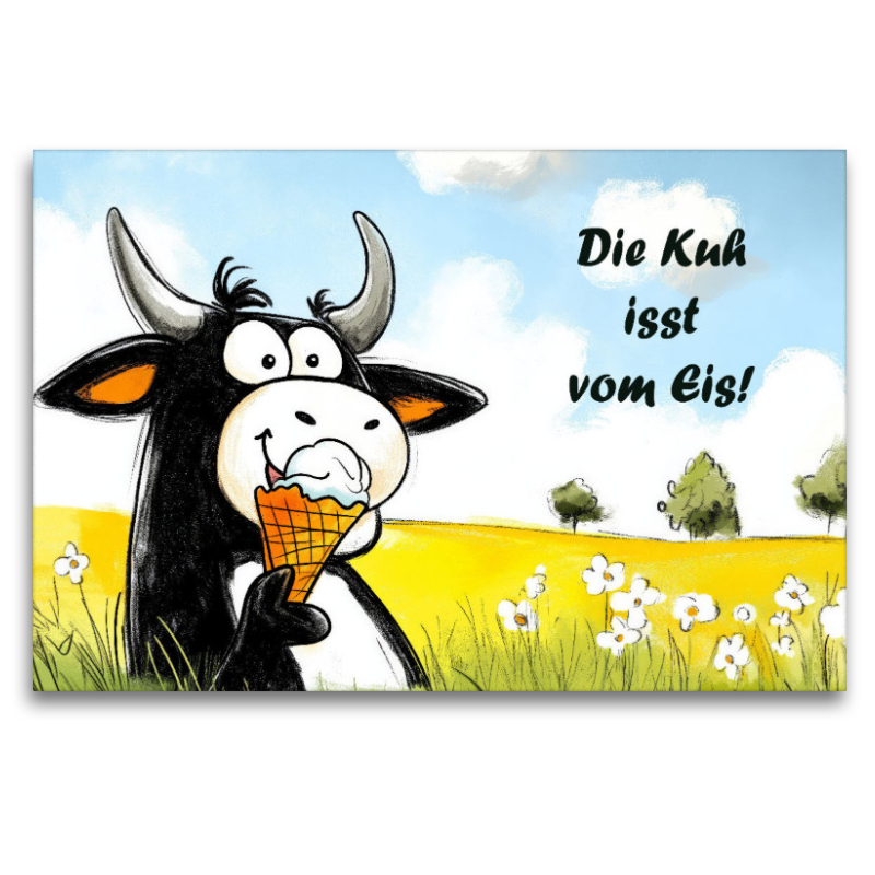 Die Kuh isst vom Eis