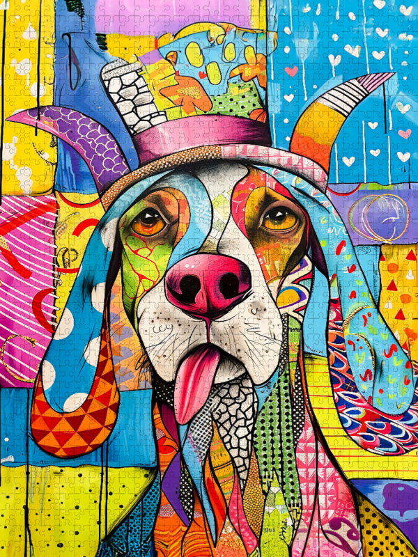 Buntes Pop-Art Hundegesicht