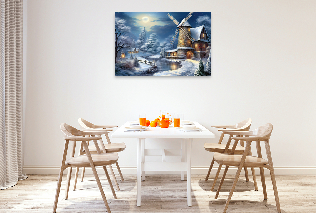 Winterlandschaft mit Windmühle