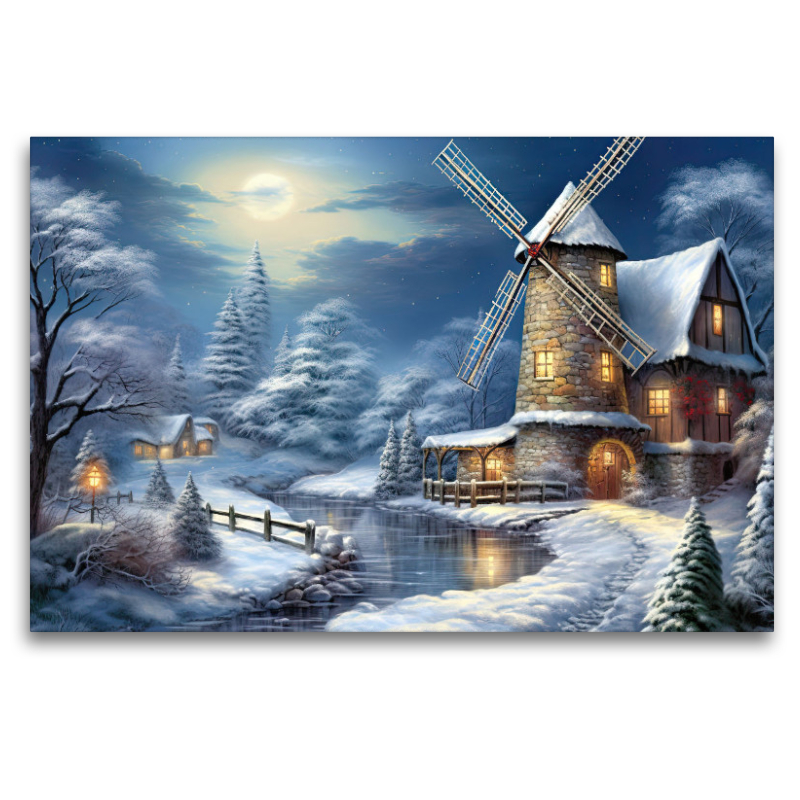 Winterlandschaft mit Windmühle