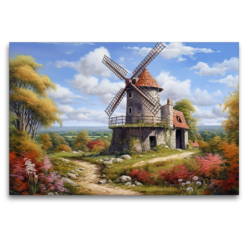 Spätsommerliche Landschaft mit Windmühle