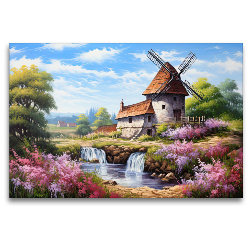 Windmühle im Frühling