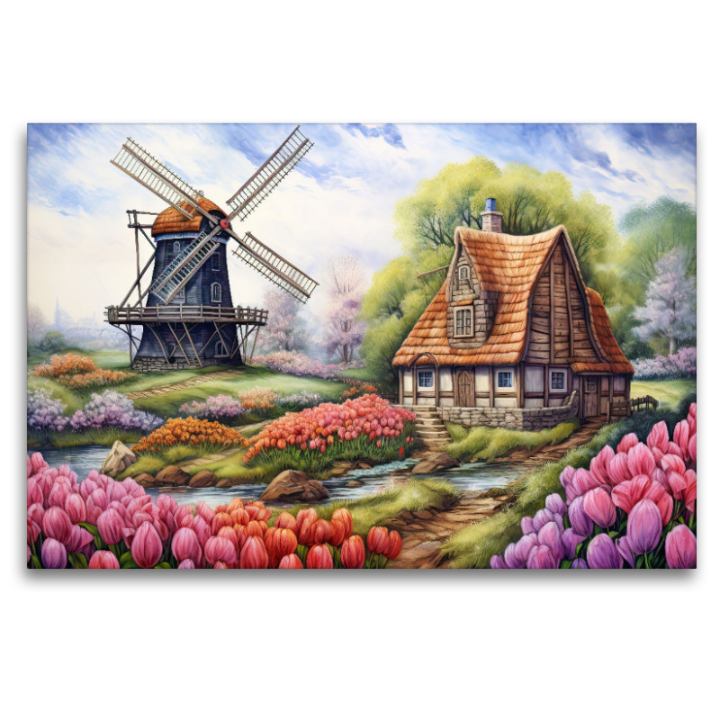 Windmühle und Tulpenpracht