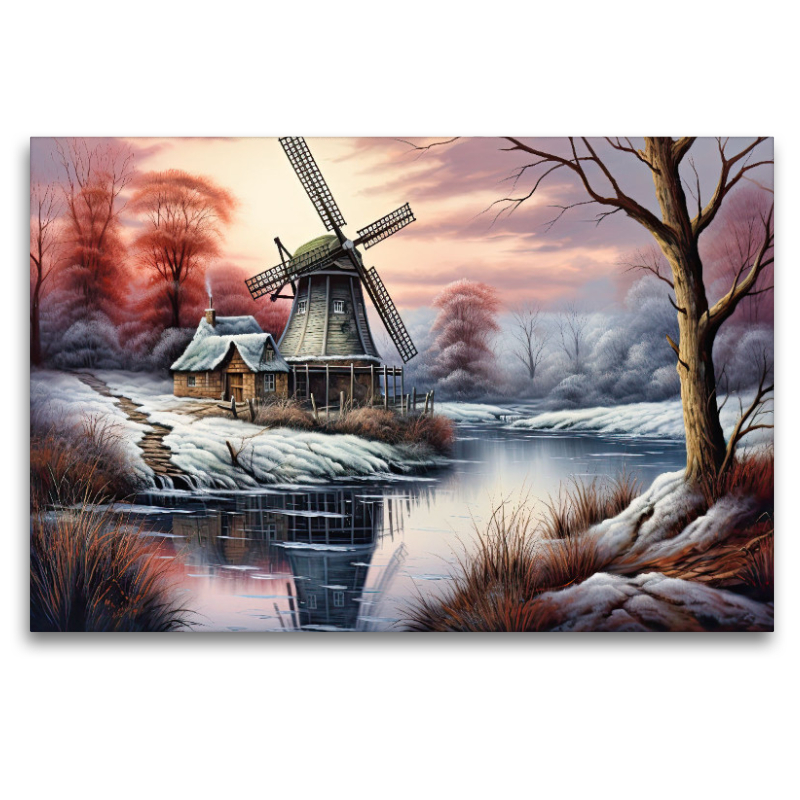 Windmühle im ersten Frost