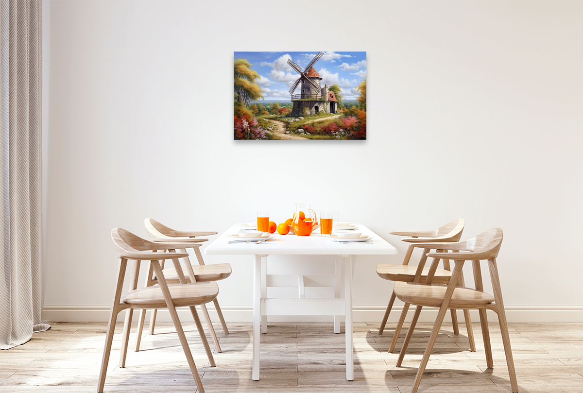 Spätsommerliche Landschaft mit Windmühle
