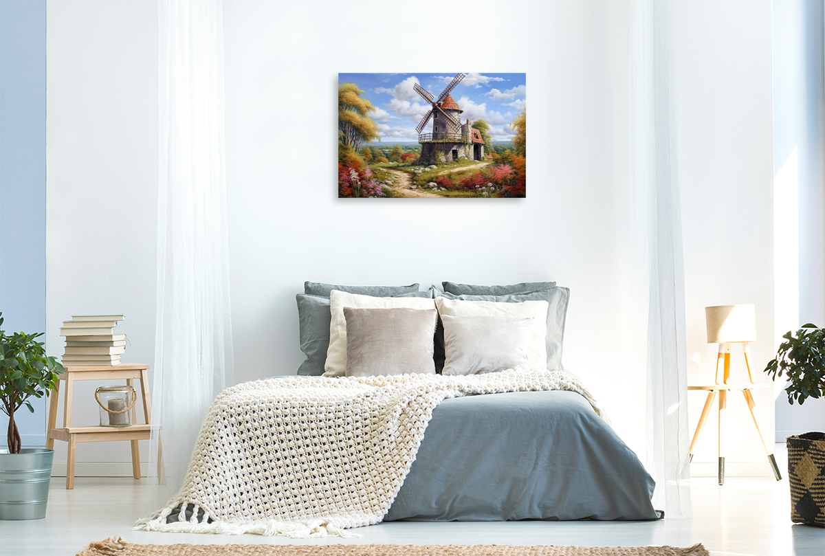 Spätsommerliche Landschaft mit Windmühle