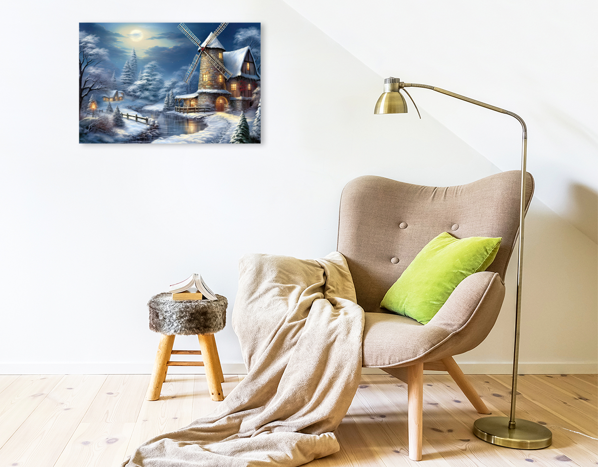 Winterlandschaft mit Windmühle
