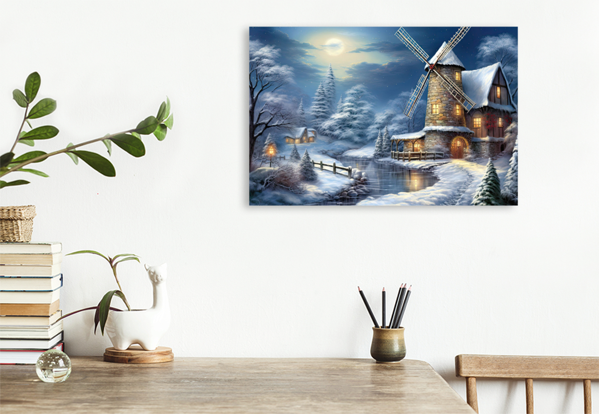 Winterlandschaft mit Windmühle