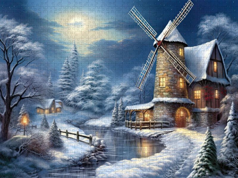 Winterlandschaft mit Windmühle