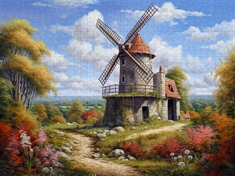 Spätsommerliche Landschaft mit Windmühle