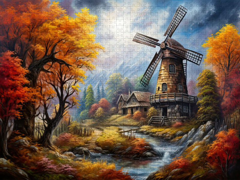 Windmühle im Herbst