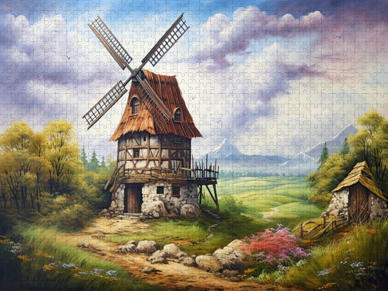 Frühlingserwachen mit Windmühle