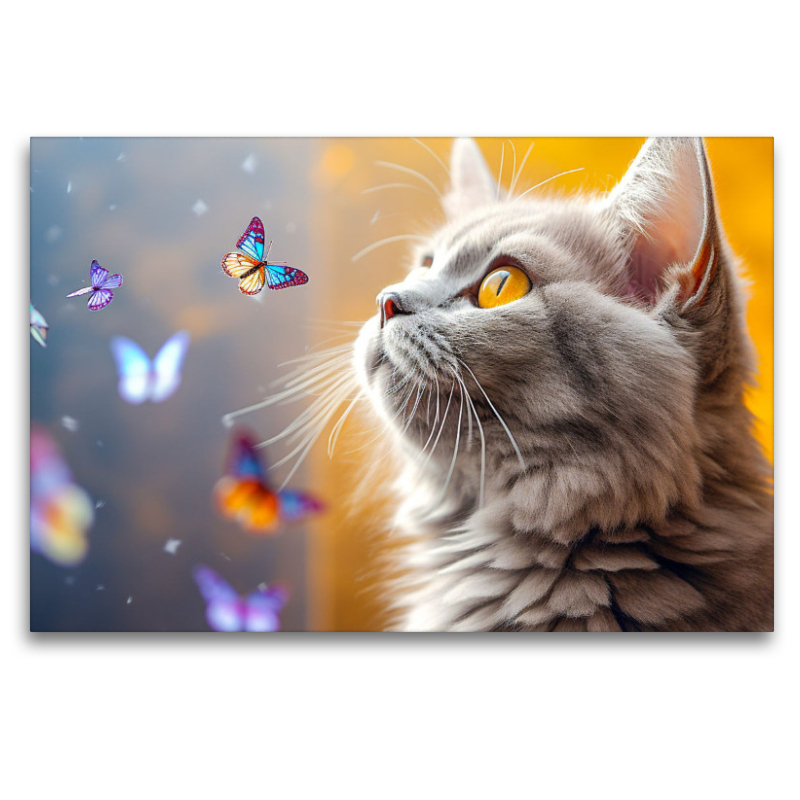 Ein Motiv aus dem Kalender Die Katze und der Schmetterling