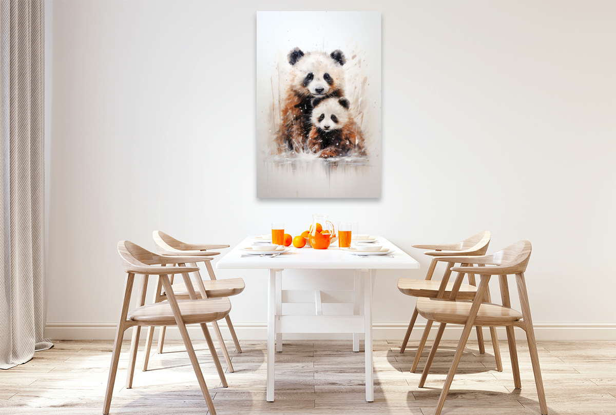 Knuddelige Pandarfamilie in Acrylfarbe