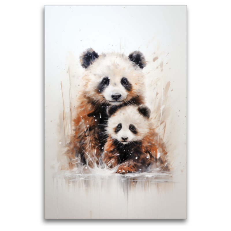 Knuddelige Pandarfamilie in Acrylfarbe