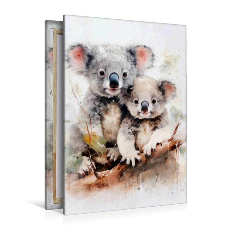 Knuddelige Koalafamilie in Acrylfarbe