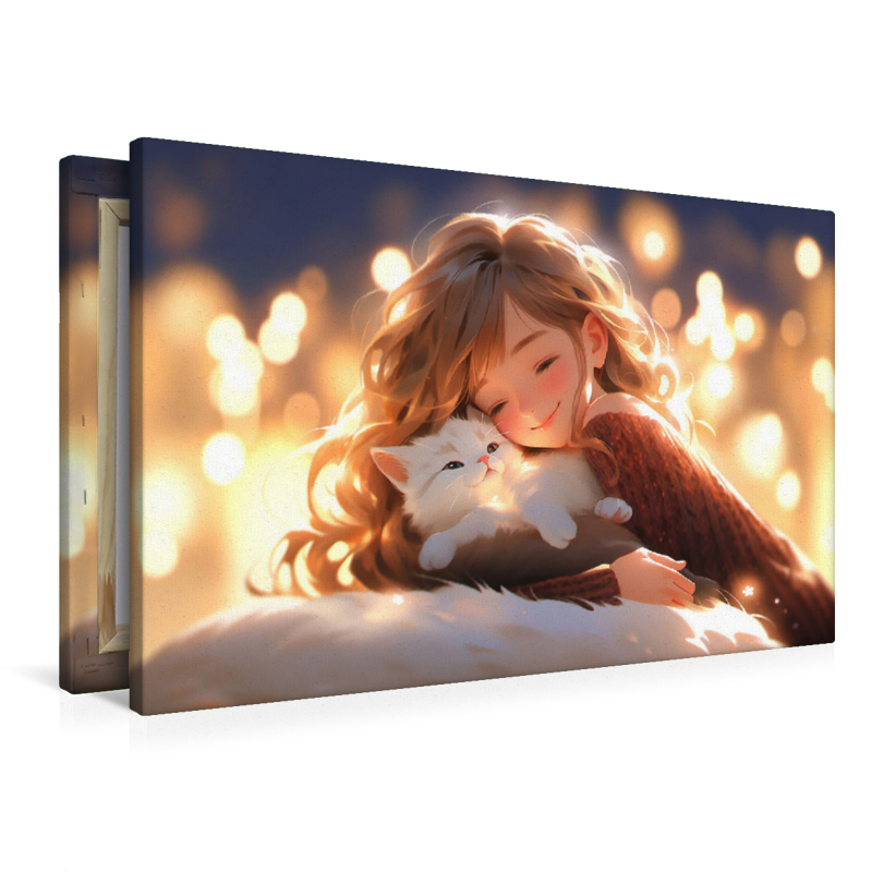 Manga Illustration - Mädchen und Katze