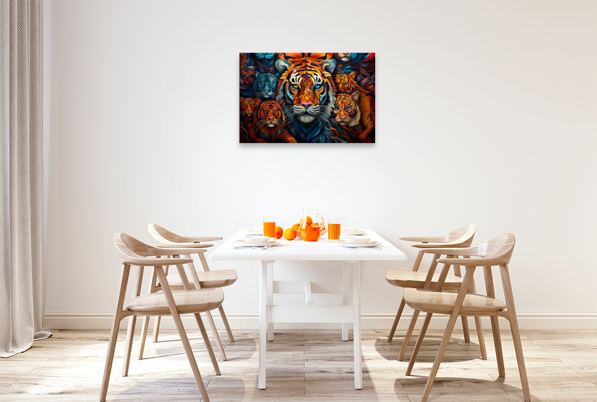 Tiger - Illustration vieler Köpfe auf einem Bild