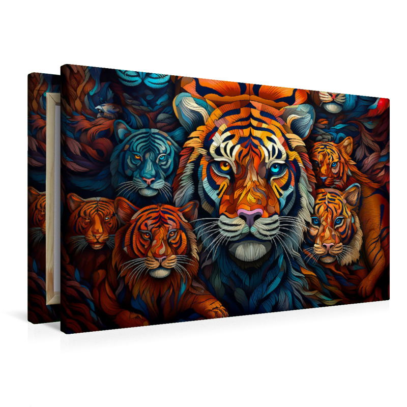 Tiger - Illustration vieler Köpfe auf einem Bild