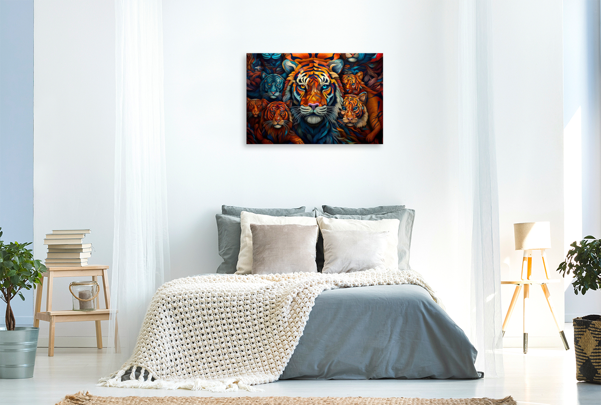 Tiger - Illustration vieler Köpfe auf einem Bild