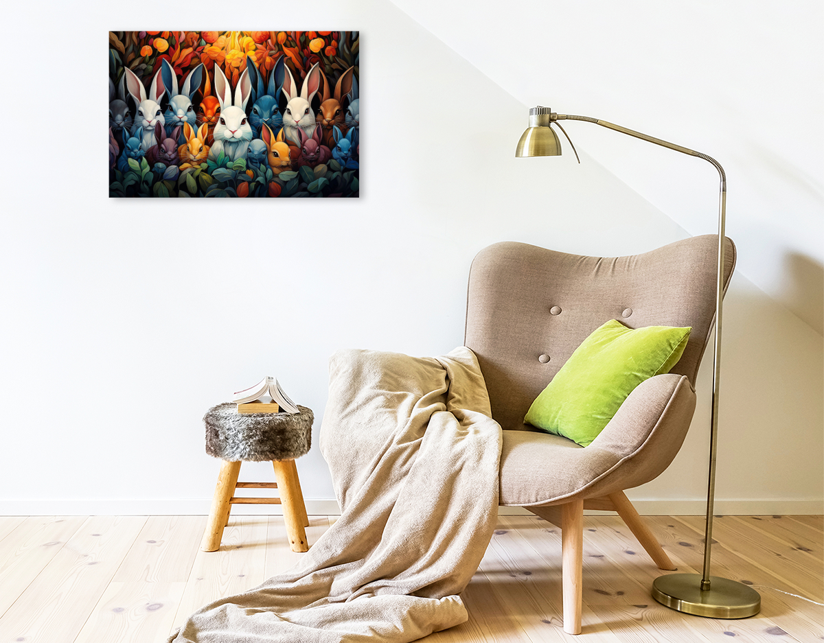 Kaninchen - Illustration vieler Köpfe auf einem Bild