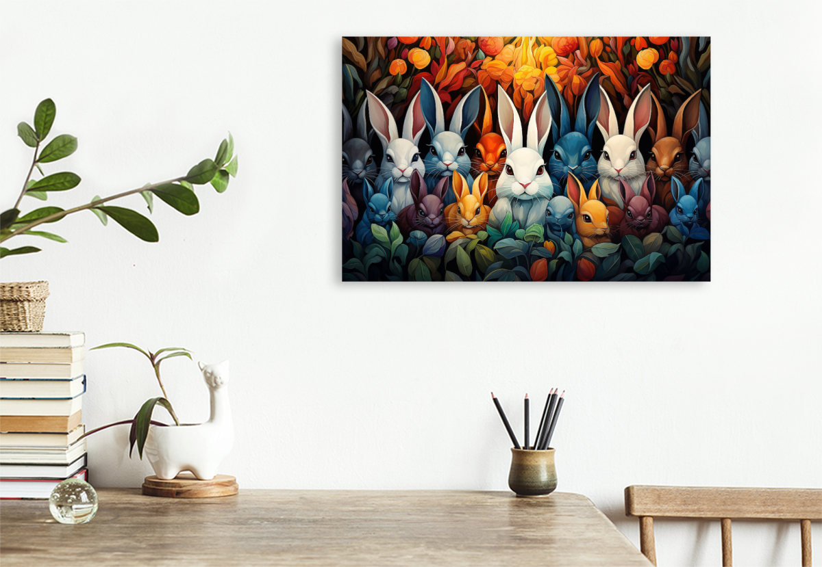 Kaninchen - Illustration vieler Köpfe auf einem Bild