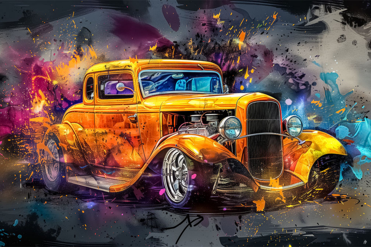 Ein Motiv aus dem Kalender Hot Road - Oldtimer durch eine KI im neuen Gewand