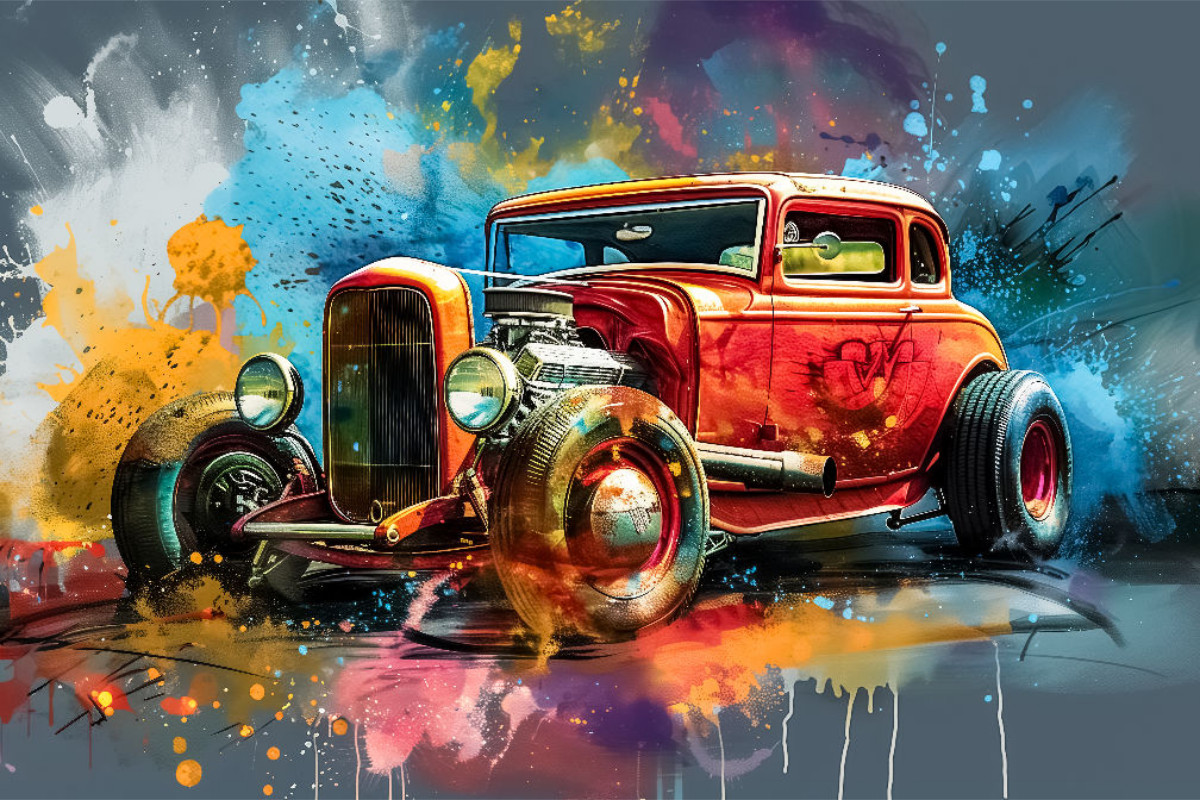 Ein Motiv aus dem Kalender Hot Road - Oldtimer durch eine KI im neuen Gewand