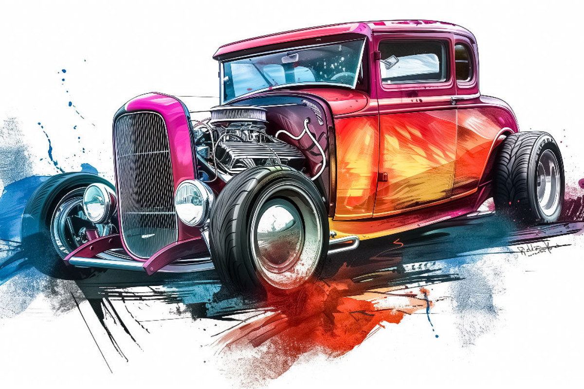 Ein Motiv aus dem Kalender Hot Road - Oldtimer durch eine KI im neuen Gewand