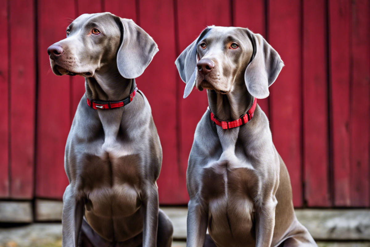 Zwei Weimaraner warten auf neue Aufgaben