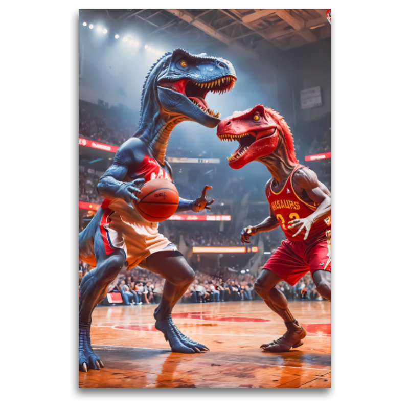 Ein Dino Basketballspiel