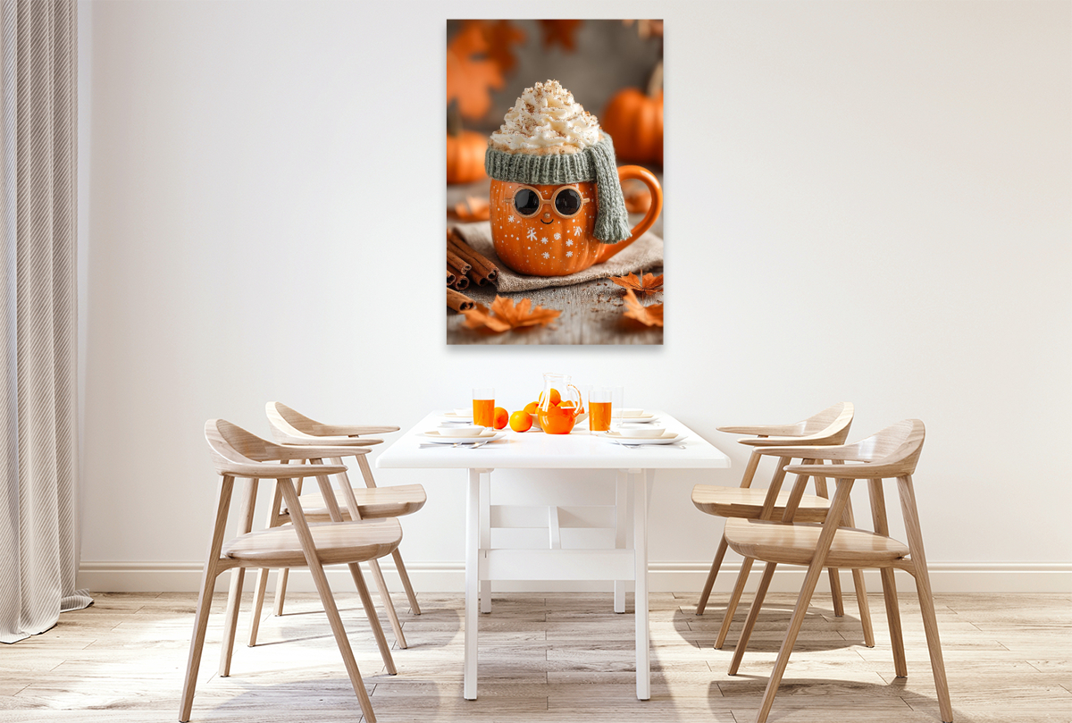 Stylishe Kürbis-Latte mit Sonnenbrille - Herbstliches Fun-Motiv