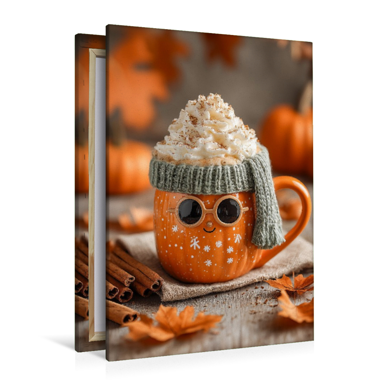 Stylishe Kürbis-Latte mit Sonnenbrille - Herbstliches Fun-Motiv