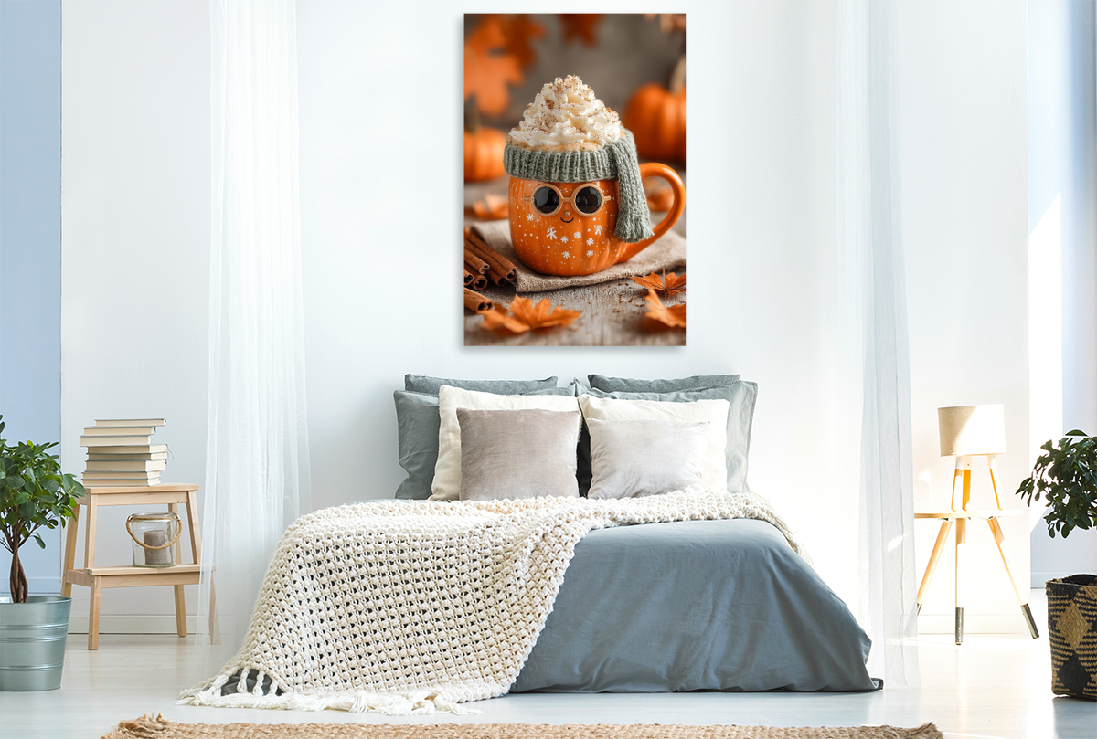 Stylishe Kürbis-Latte mit Sonnenbrille - Herbstliches Fun-Motiv