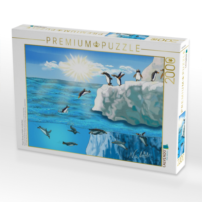 Pinguin Sprung, ein Hüpfer ins kalte Nass