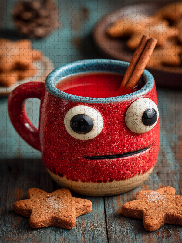 Aufgeregter Kinderpunsch mit großen Augen - Lustiges Wintermotiv