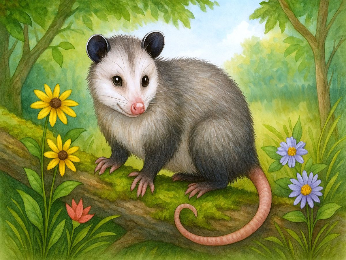 Opossum auf einem Ast