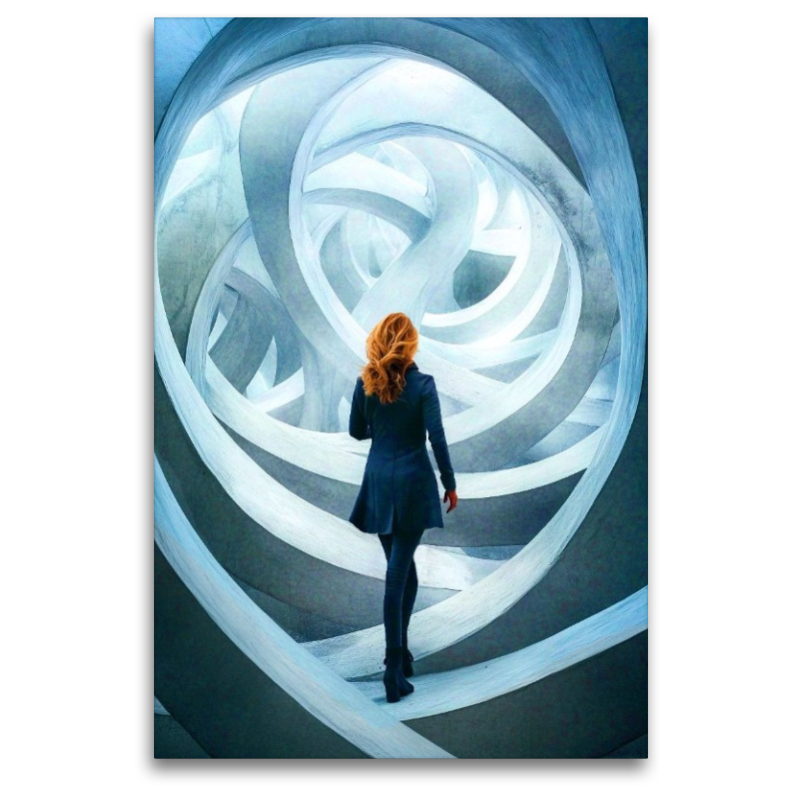 Blaues Labyrinth - Frau in Spiralen