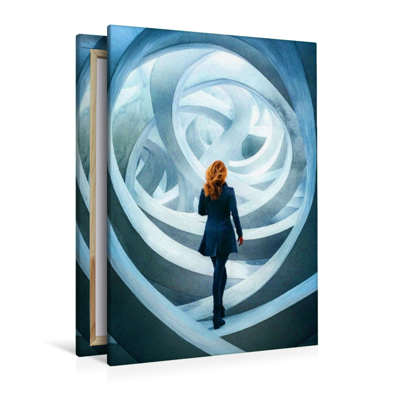 Blaues Labyrinth - Frau in Spiralen
