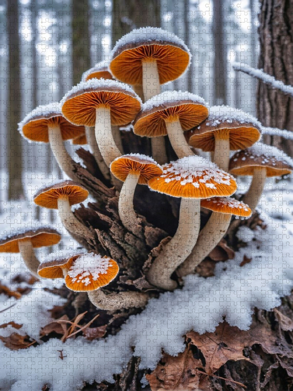 Samtfußrübling im frostigen Winterwald