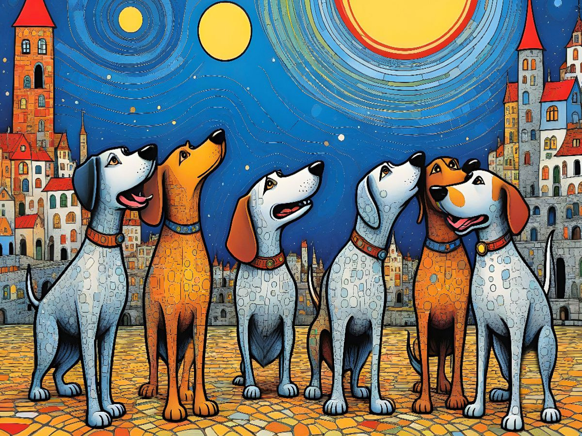 Bunte Hunde - im Rudel macht Heulen besonders viel Spaß