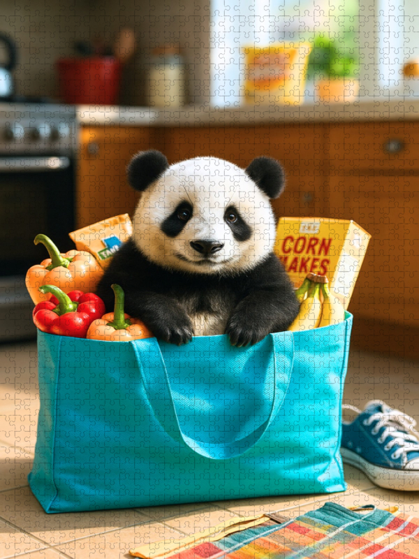 Panda in Einkaufstasche