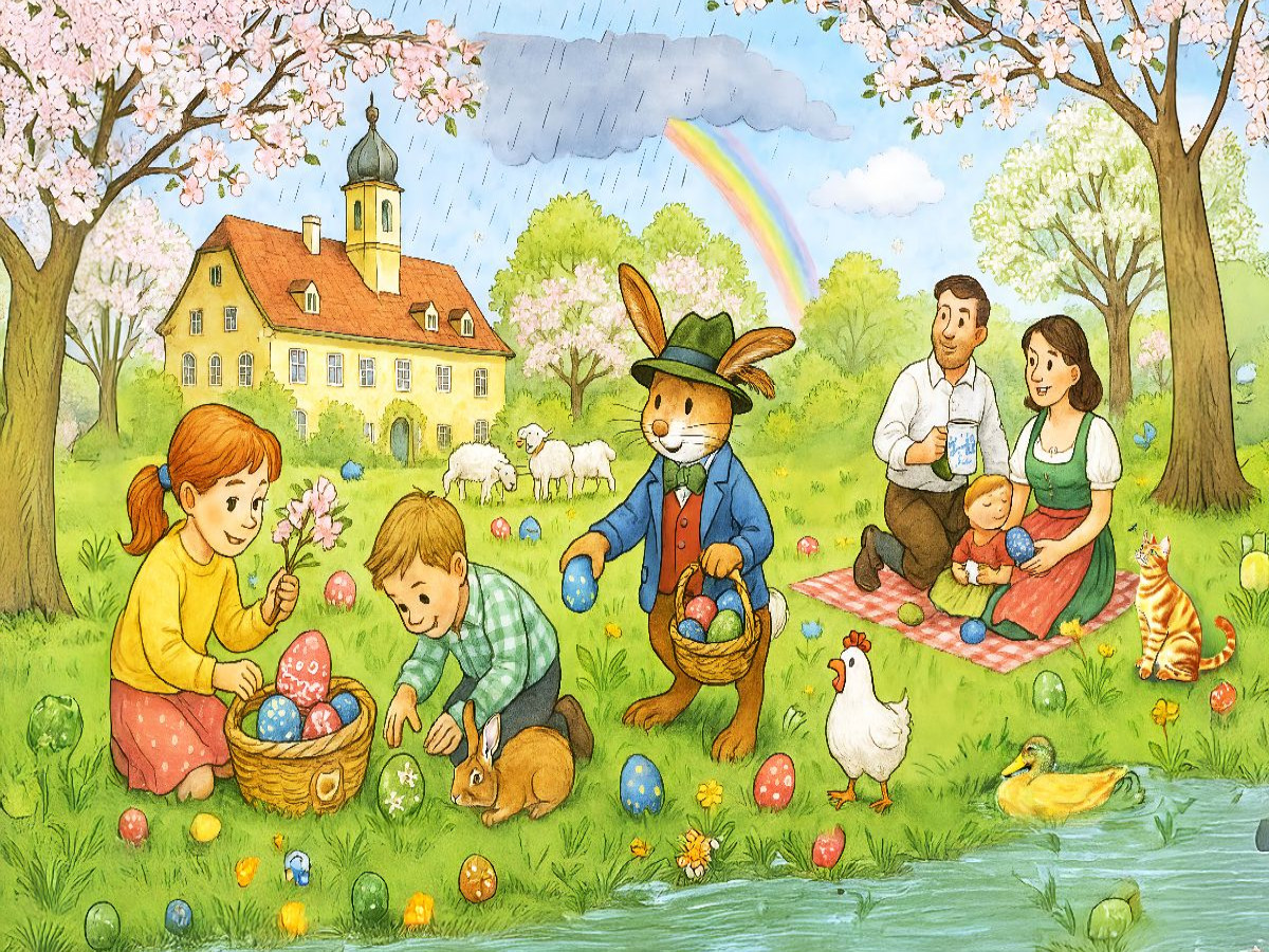 Bayerisches Osterwunder im Wimmelbild