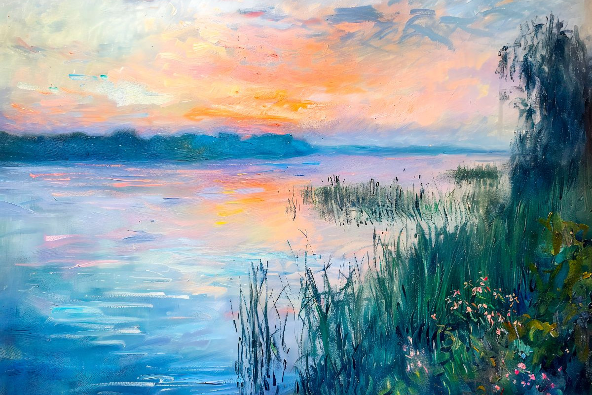 Abendruhe am märkischen See im Havelland impressionistischen Stil